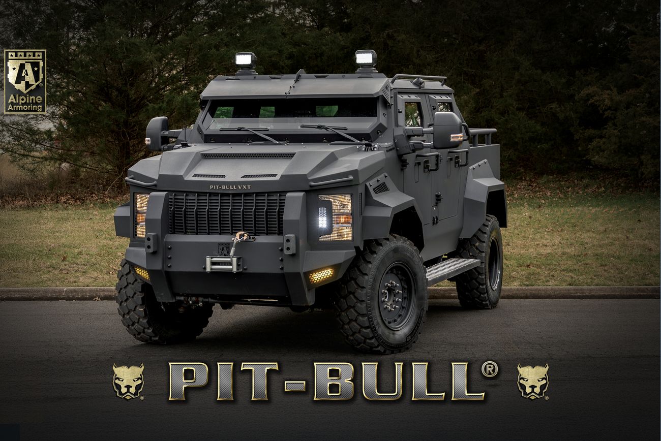 Alpine Armoring Pit-Bull® VXT tactical SWAT pickup truck/armored personnel carrier for law enforcement.