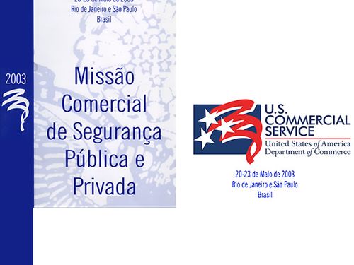 Banner for the US Commercial Service's 2003 Public and Private Security Trade Mission in Rio de Janeiro and São Paulo, Brazil.