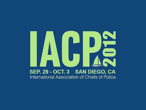 IACP 2012 conference logo, with event dates Sep. 29 - Oct. 3 in San Diego, CA, hosted by the International Association of Chiefs of Police.