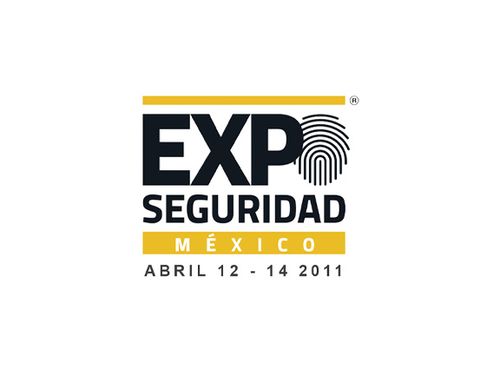 Logo for Expo Seguridad México held from April 12 to 14, 2011, with a fingerprint graphic and yellow accents.