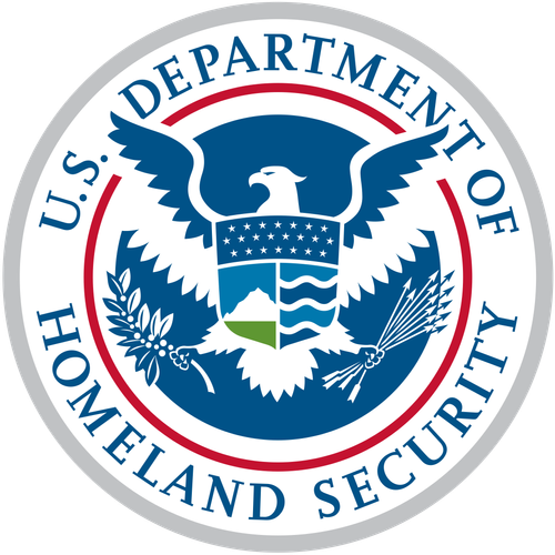 Seal of the U.S. Department of Homeland Security featuring an eagle with a shield in the center, encircled by the department's name.